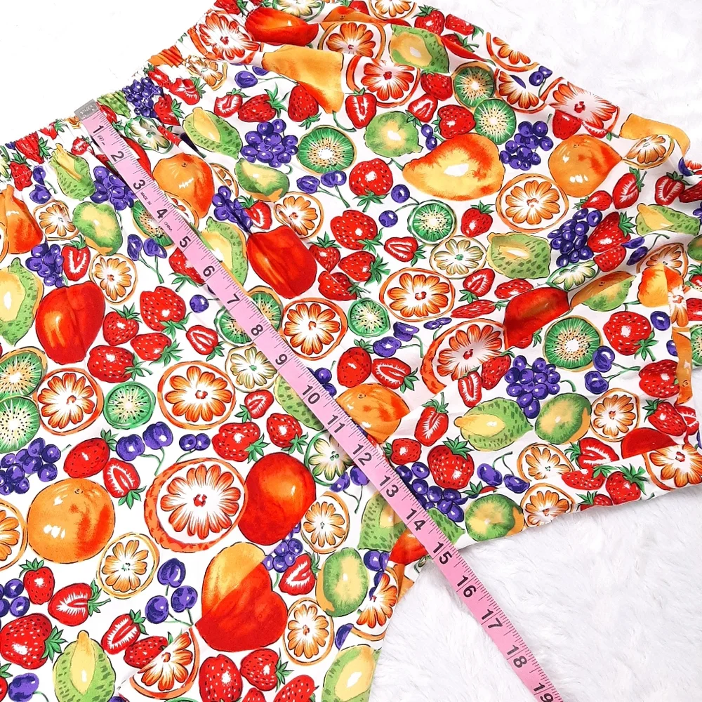 S.G. Sport vintage novelty fruit print high waisted elastic lightweight shorts - Picture 5 of 8